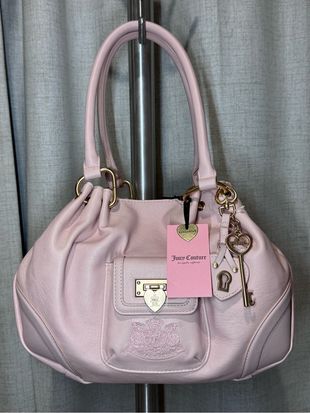 Juicy Couture Pale Pink Leather Shoulder Tote with Key Charm